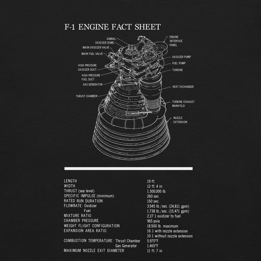 F-1 Engine Fact Sheet | Apollo Saturn V T-Shirt